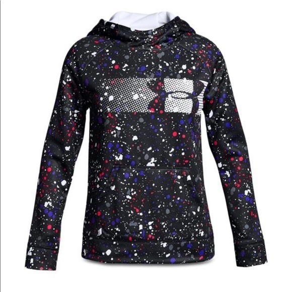 Under Armour Other - Under Armour Girls Splatter Paint Hooded Sweatshirt Top Youth Small